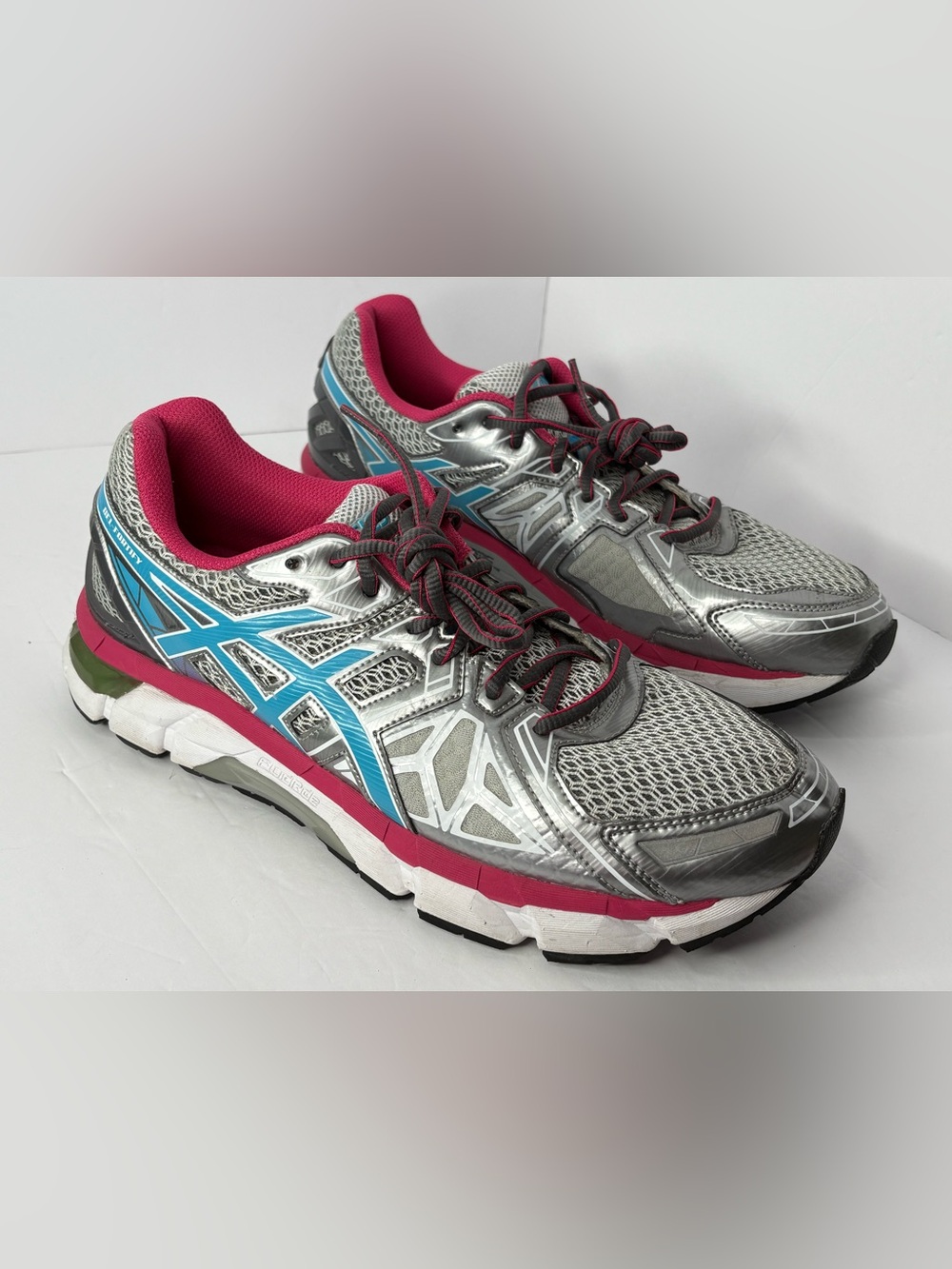 ASICS GEL-Fortify Woman's SIZE 12 Running Sneakers Silver Gray Pink Blue T571N